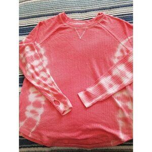 Sweet Romeo Women's Dusty RoseTie Dye Thermal Thumbhole Long Sleeve Shirt Size S